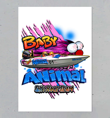 Baby Animal Ski Race Team Poster